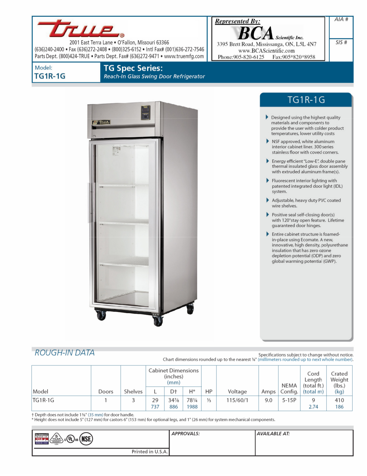 Download free pdf for True TG1R1S Refrigerator manual