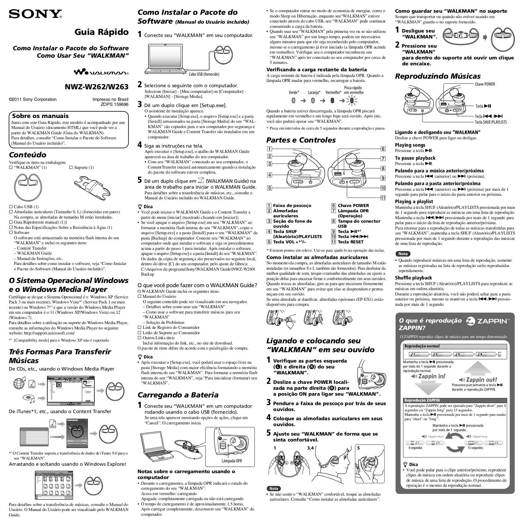 Download free pdf for Sony Walkman NWZW262 MP3 Player manual