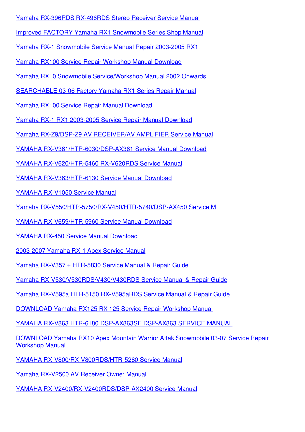 yamaha rx1 series snowmobile service repair manual 2003 2004 2005 2006 us 14 99 image Array - pdf manual for yamaha receiver rx v390rds rh umlib com