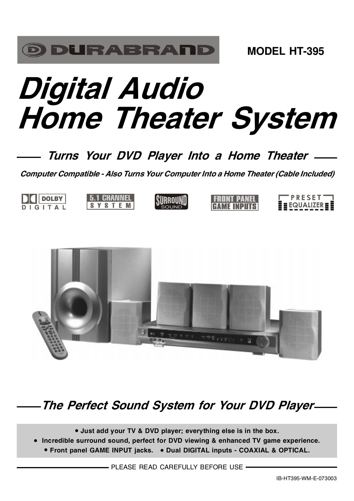 pdf for Lenoxx Home Theater HT-395 manual