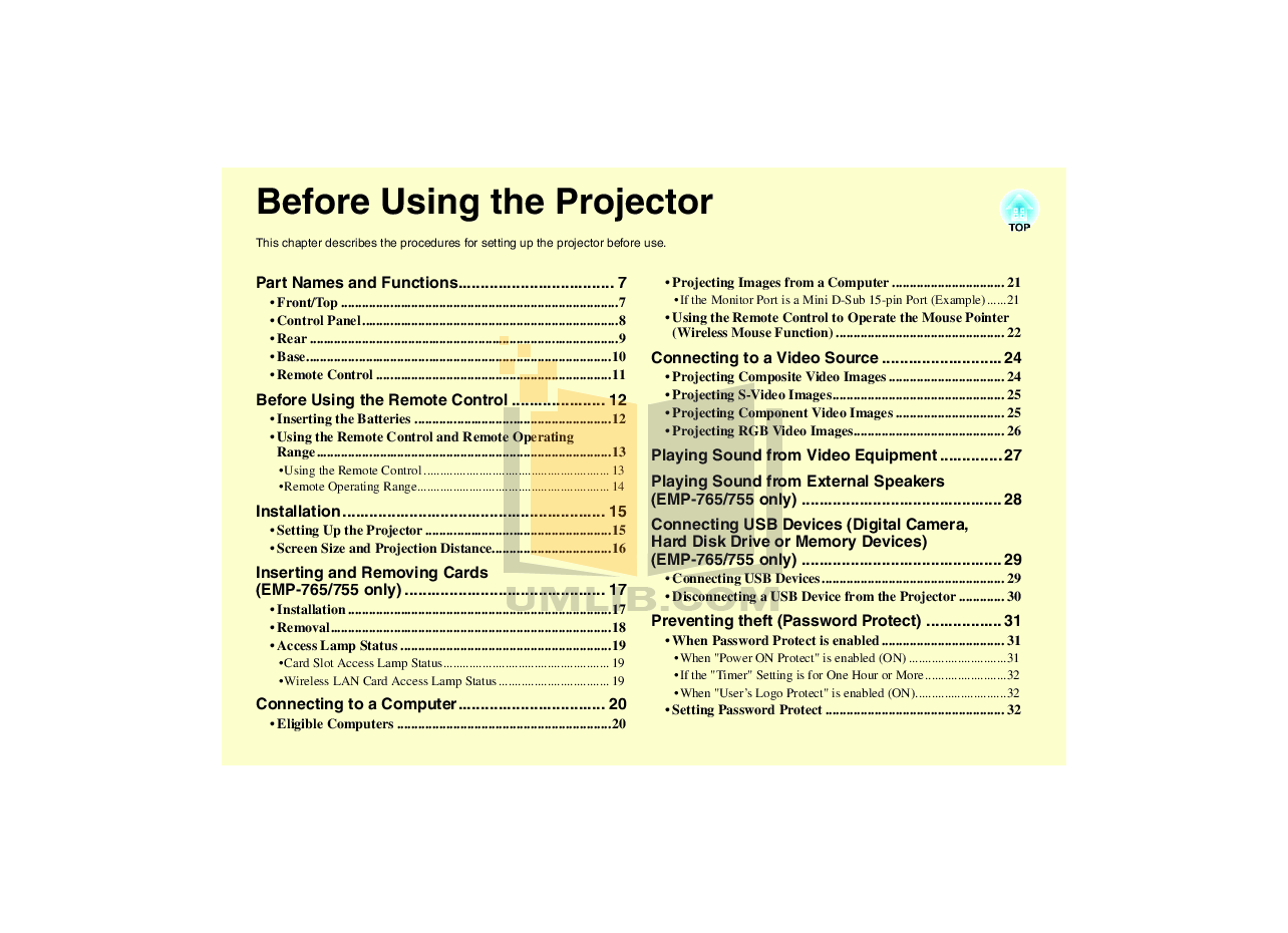 ... Epson Projector EMP-51 pdf page preview ...