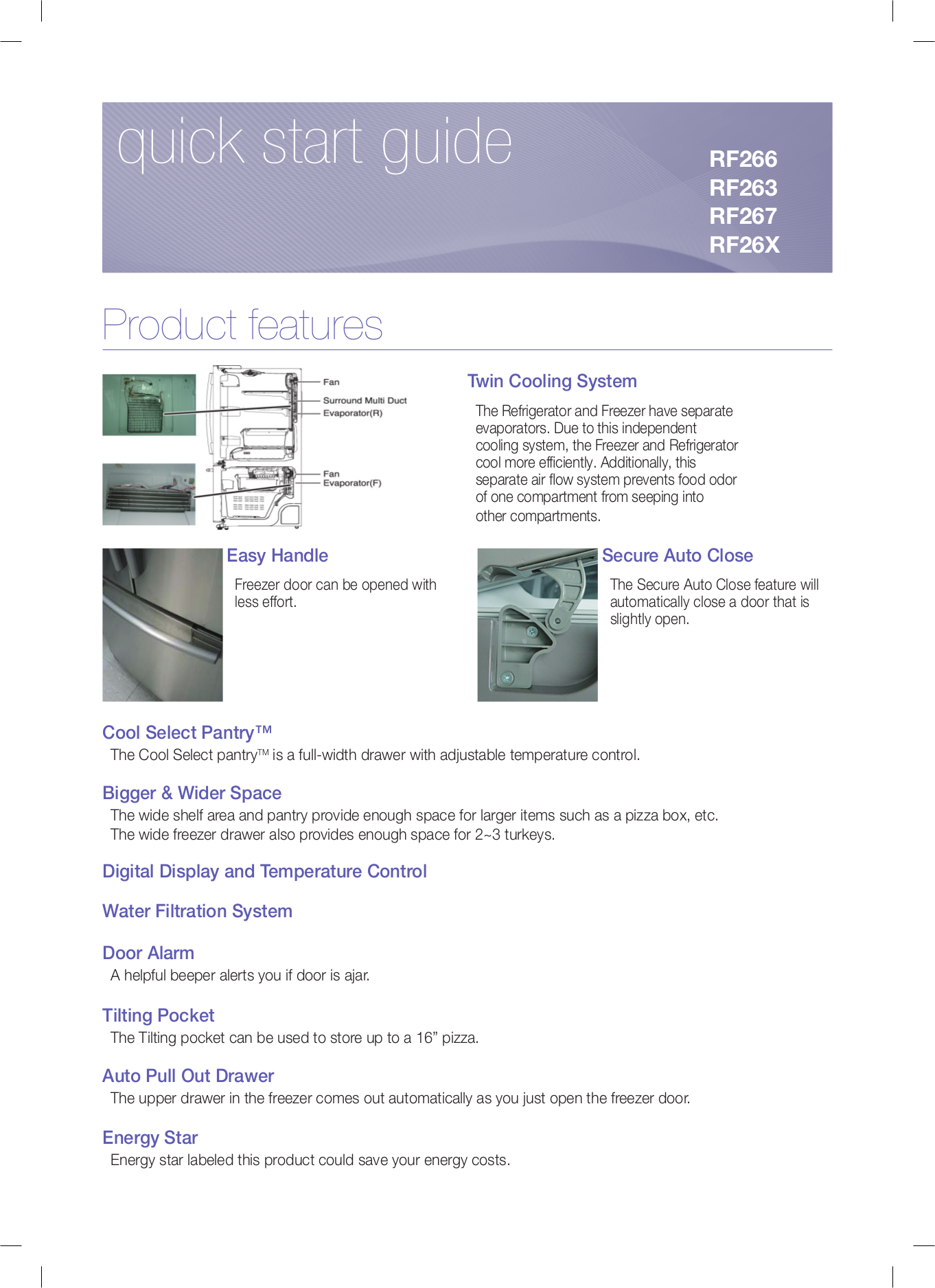 Download free pdf for Samsung RF267AERS Refrigerator manual
