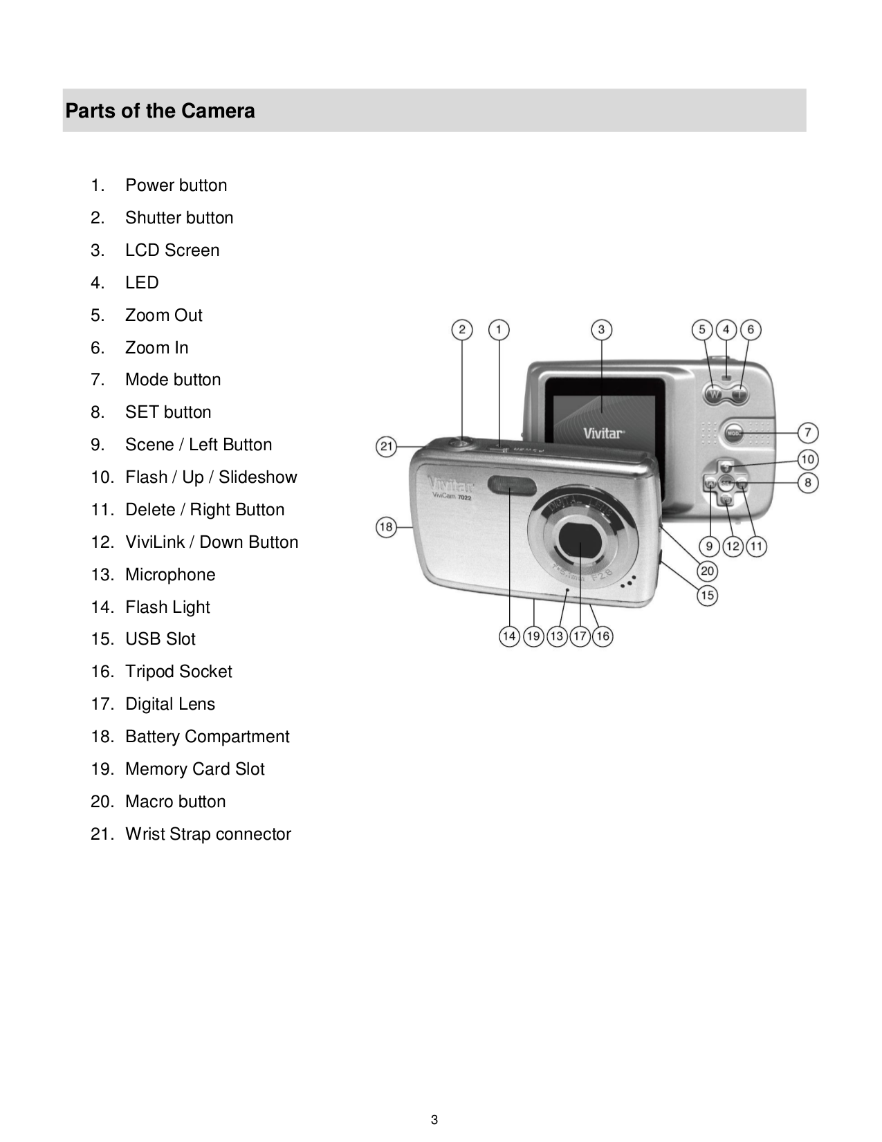 ... Vivitar Digital Camera Vivicam 7022 pdf page preview ...