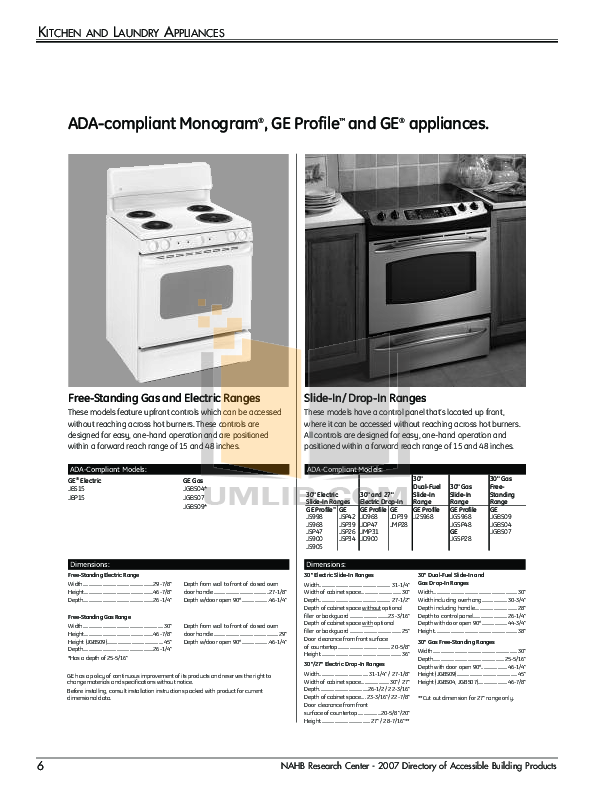 PDF manual for GE Range Profile J2S968