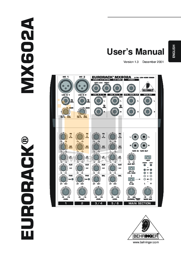 Behringer mixer manuals pmps518s