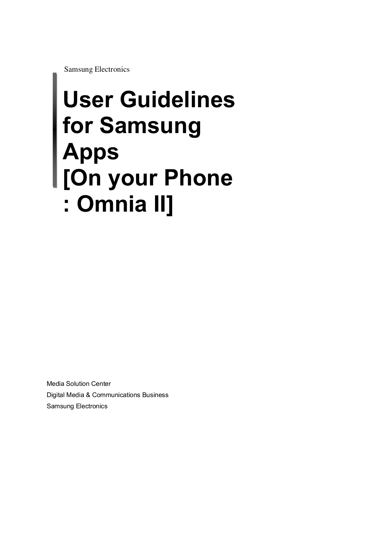 pdf for Samsung Cell Phone Omnia II manual