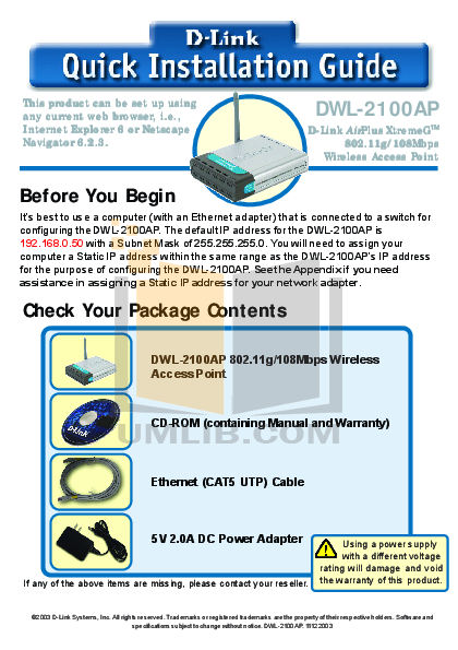 Download Free Pdf For D-Link DWL-2100AP Other Manual