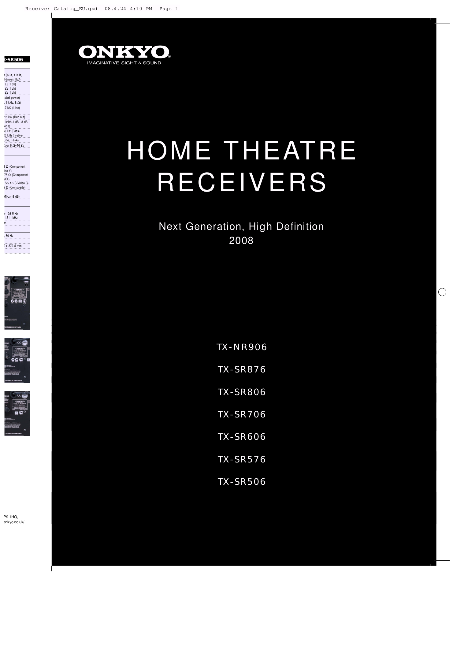 pdf for Onkyo Receiver TX-SR506 manual