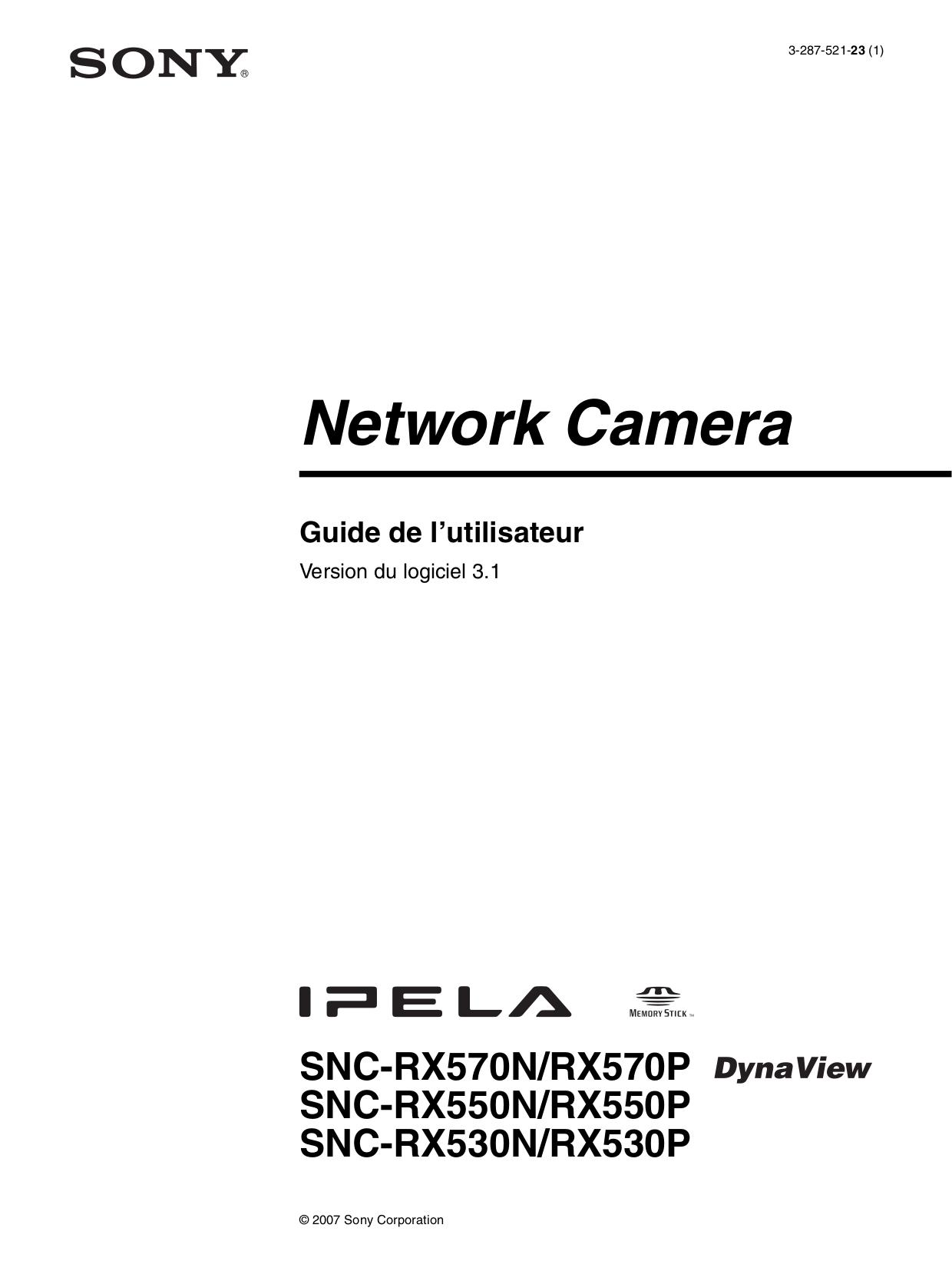 pdf for Sony Security Camera IPELA SNC-RX570N manual