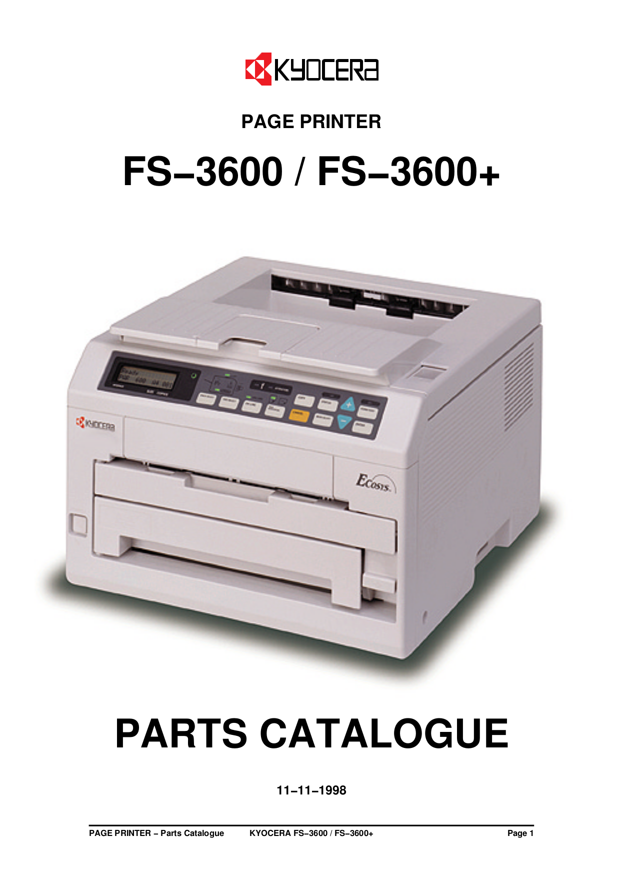 pdf for Kyocera Printer FS-3600 manual