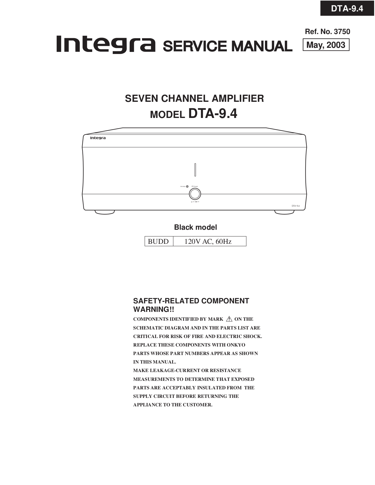 Integra Amp DTA-9.4 pdf page preview ...