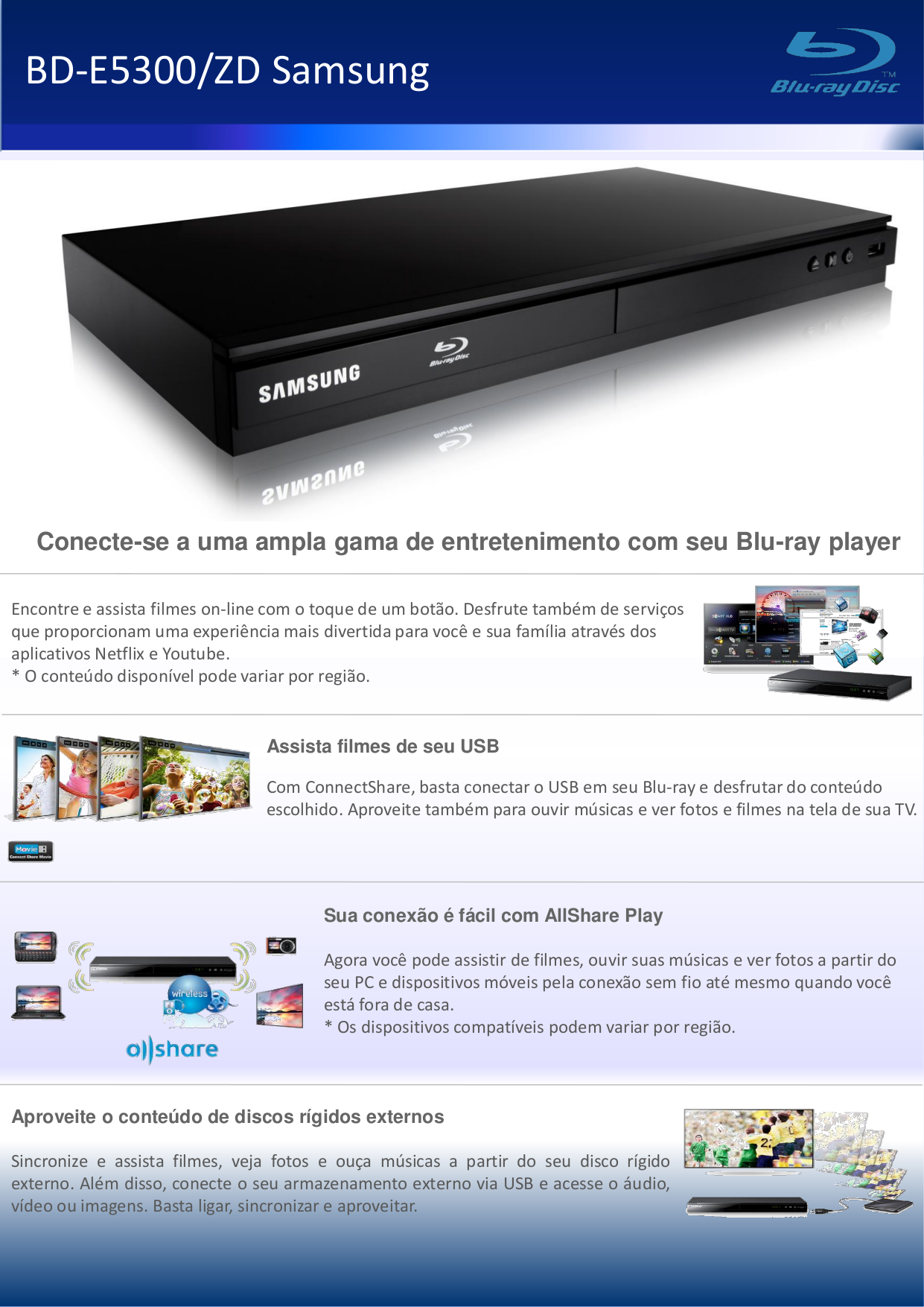 pdf for Samsung DVD Players BD-E5300 manual