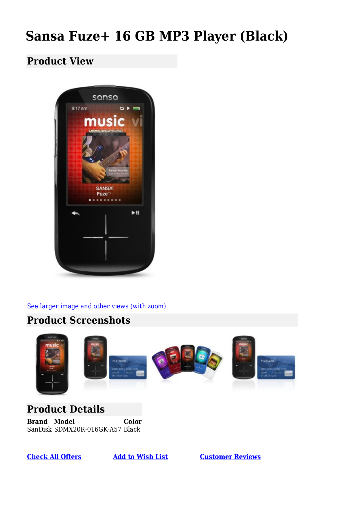 Download free pdf for Sandisk Sansa Sansa Fuze 8GB MP3 Player manual