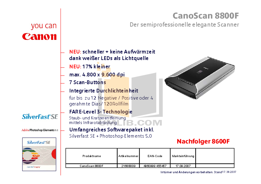 canoscan 8600f manual
