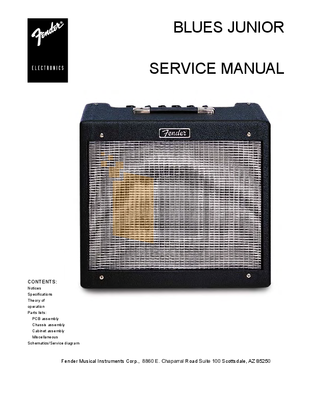 Fender Blues Junior Amp Manual