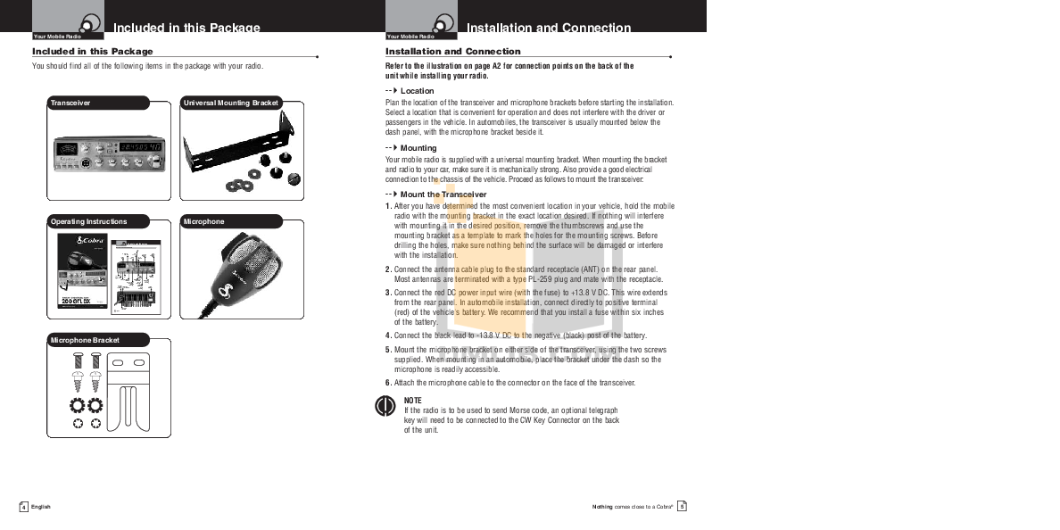 PDF manual for Cobra 2way Radio microTALK MT 200