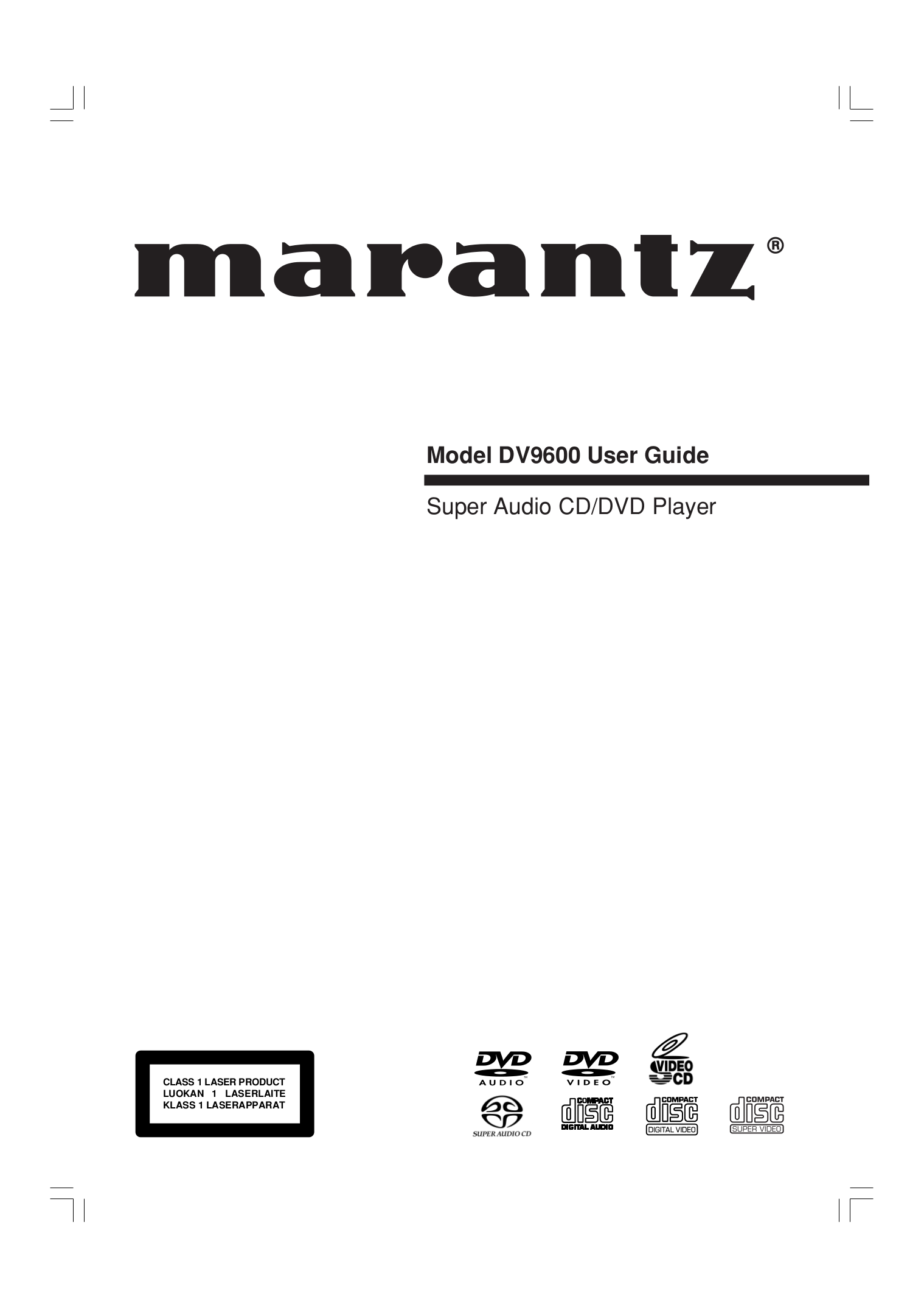 pdf for Marantz DVD Players DV9600 manual