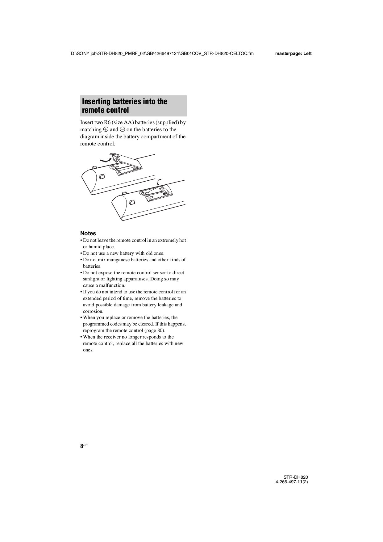 ... Sony Receiver STR-DG820 pdf page preview