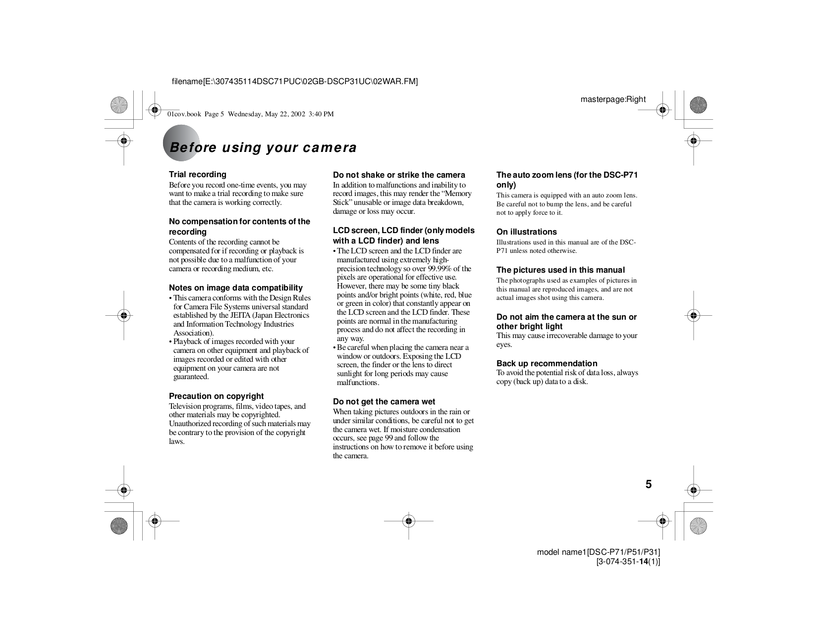 ... Sony Digital Camera Cybershot,Cyber-shot DSC-P31 pdf page preview ...