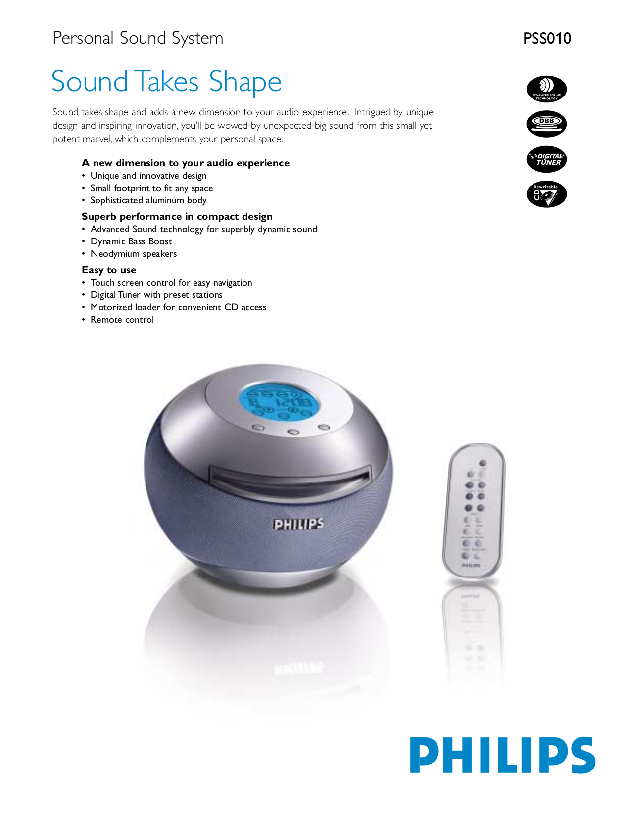 pdf for Philips CD Player PSS010 manual