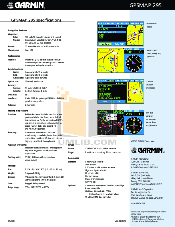 PDF manual for Garmin GPS GPSMAP 295