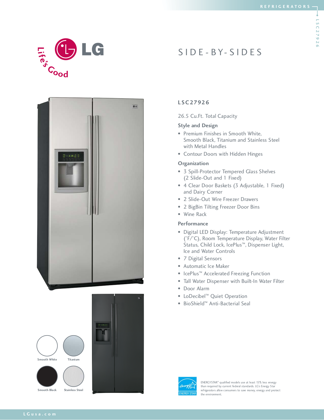 pdf for LG Refrigerator LSC27926 manual
