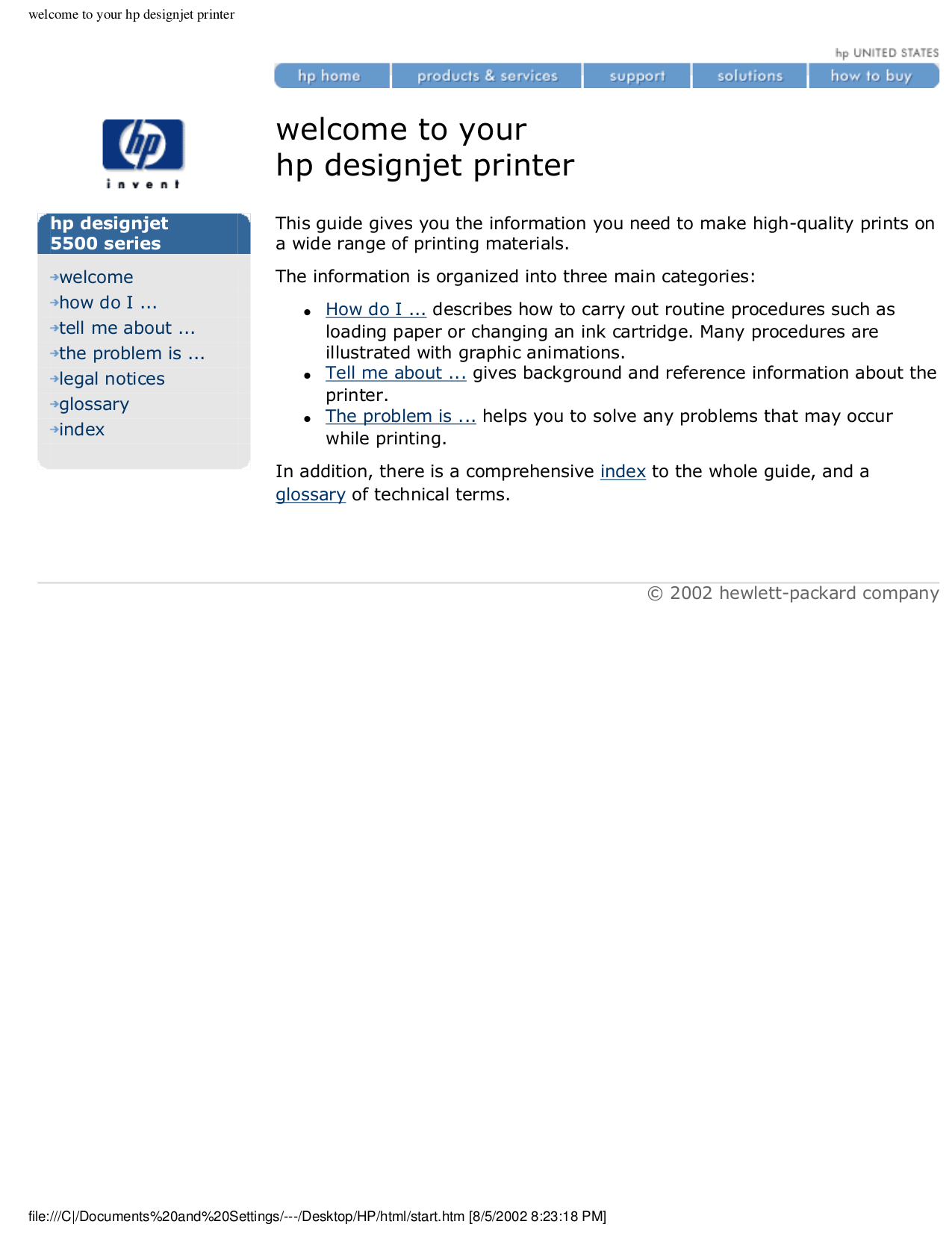 pdf for HP Printer Designjet 5500PS manual