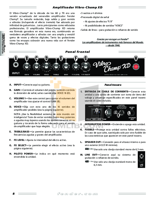 FENDER VIBRO CHAMP XD MANUAL PDF