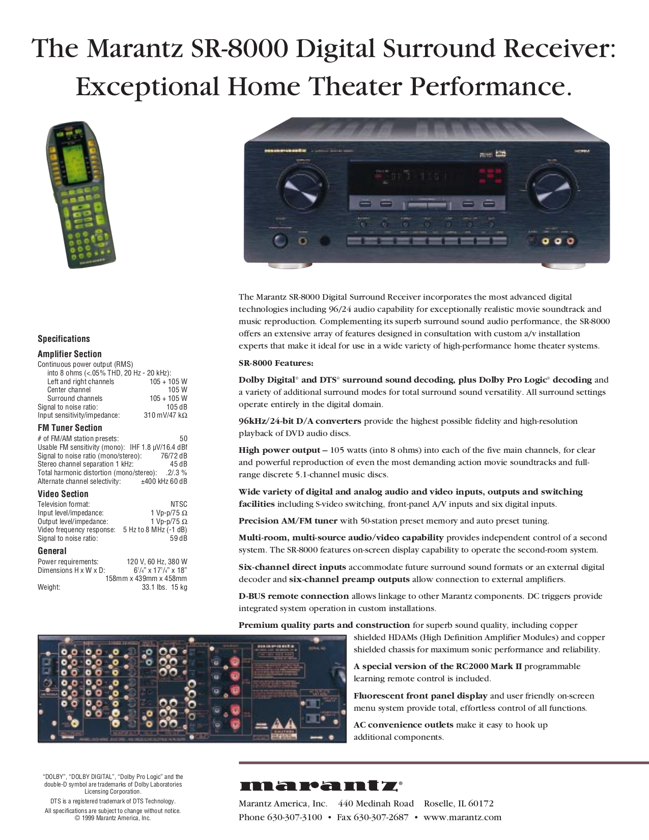 pdf for Marantz Receiver SR8000 manual