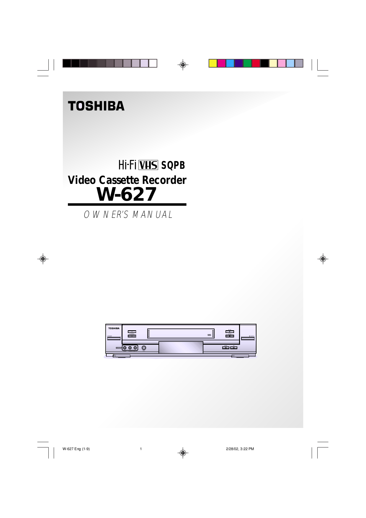 pdf for Toshiba VCR W627 manual