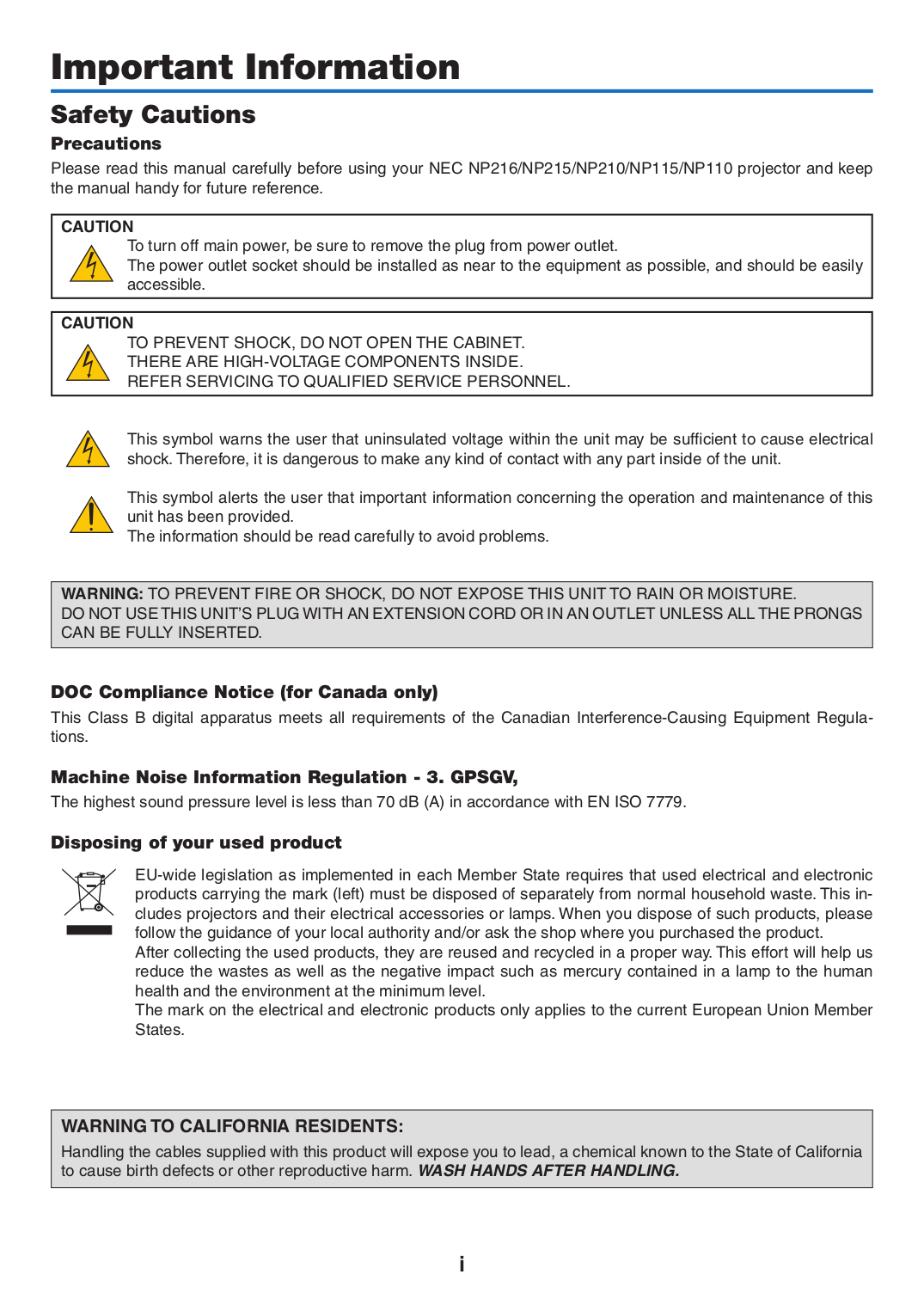 ... NEC Projector MT1056 pdf page preview ...