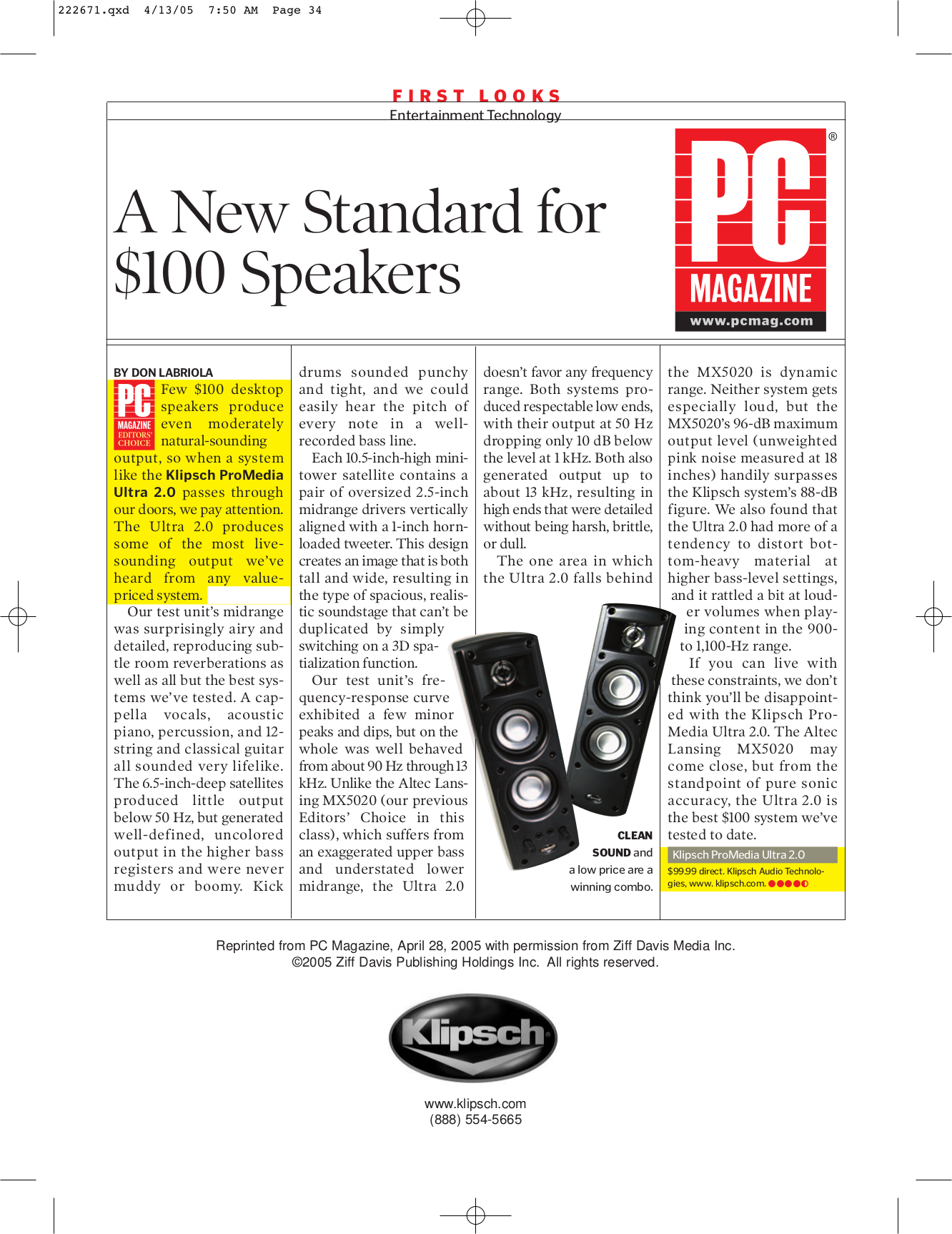 pdf for Klipsch Speaker ProMedia Ultra 2.0 manual