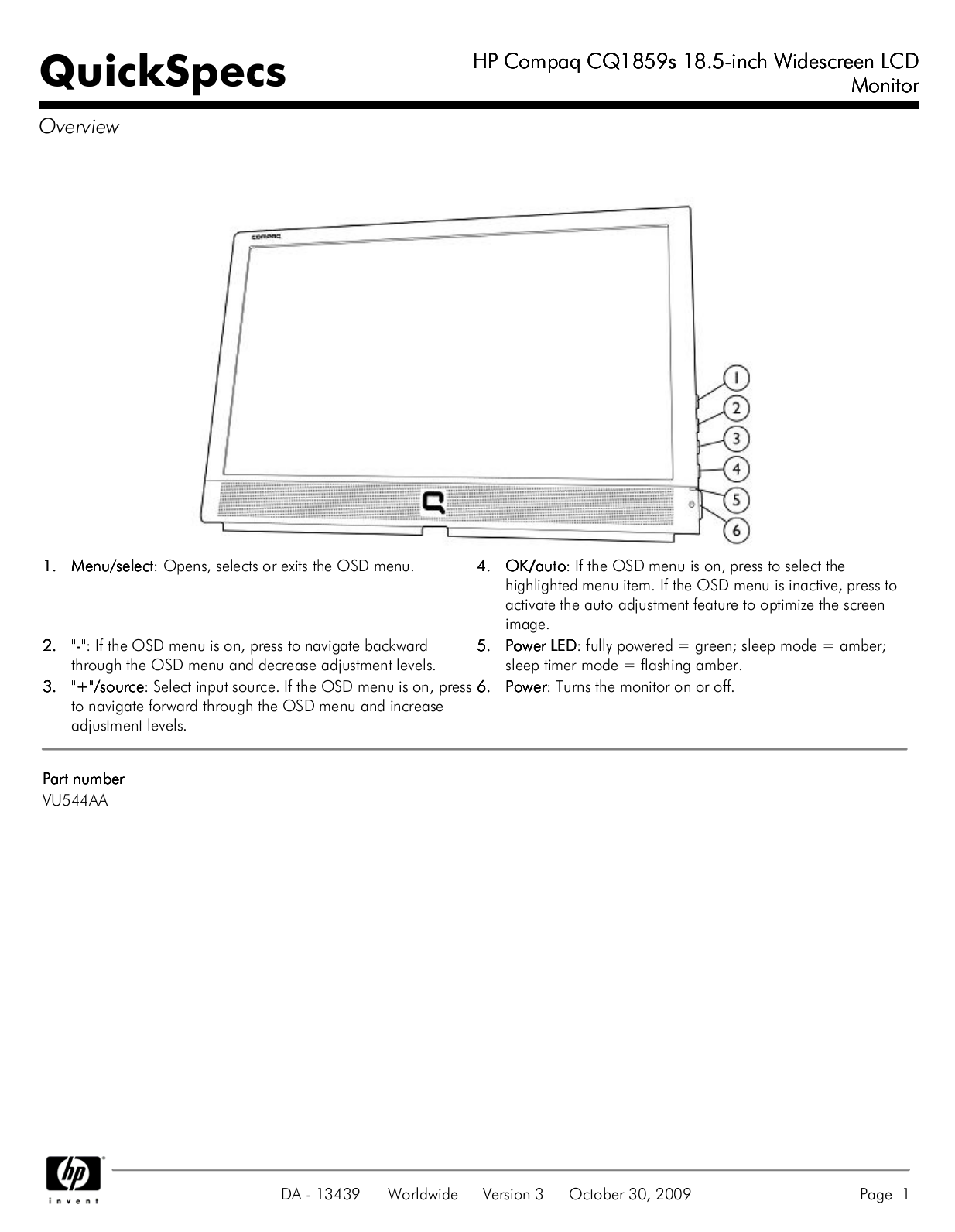 pdf for HP Monitor Compaq CQ1859s manual