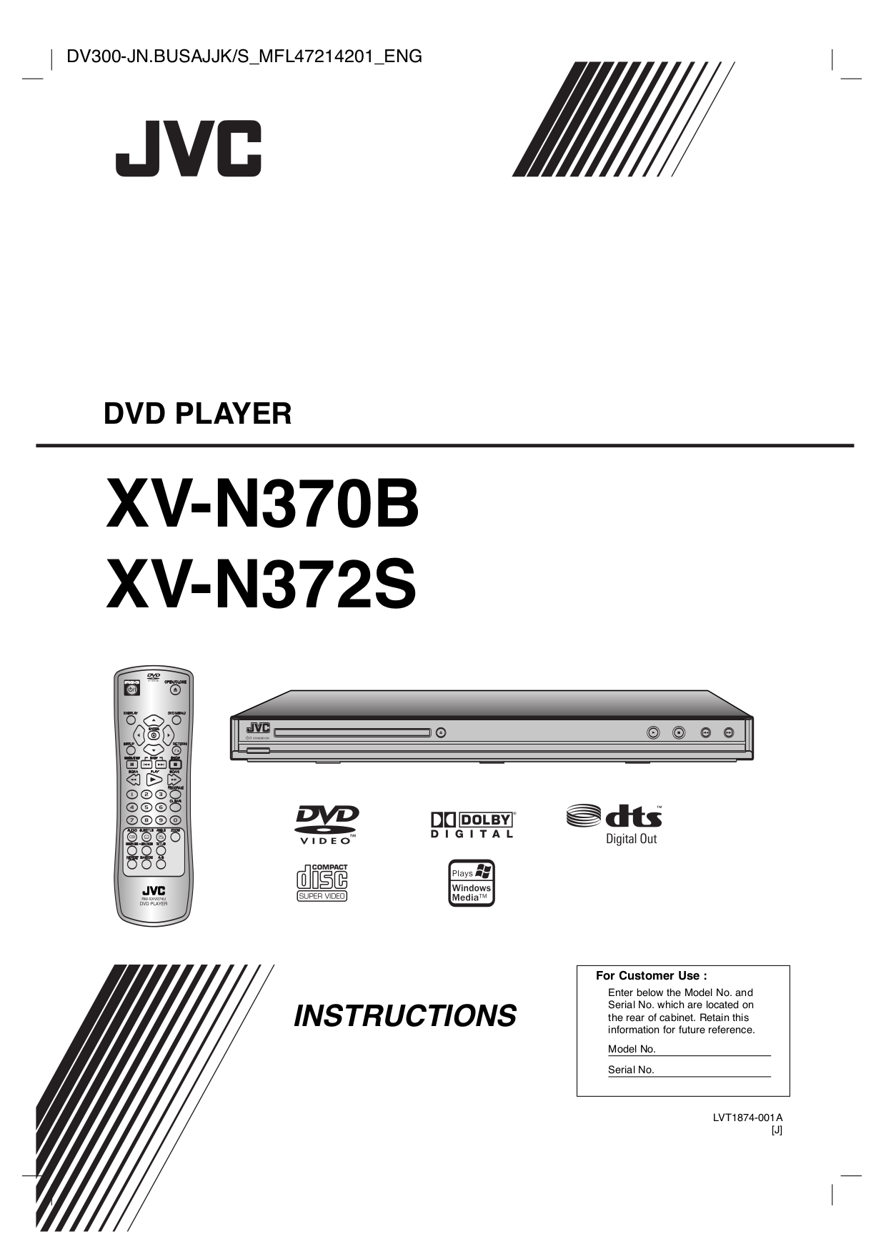 pdf for JVC DVD Players XV-525BK manual