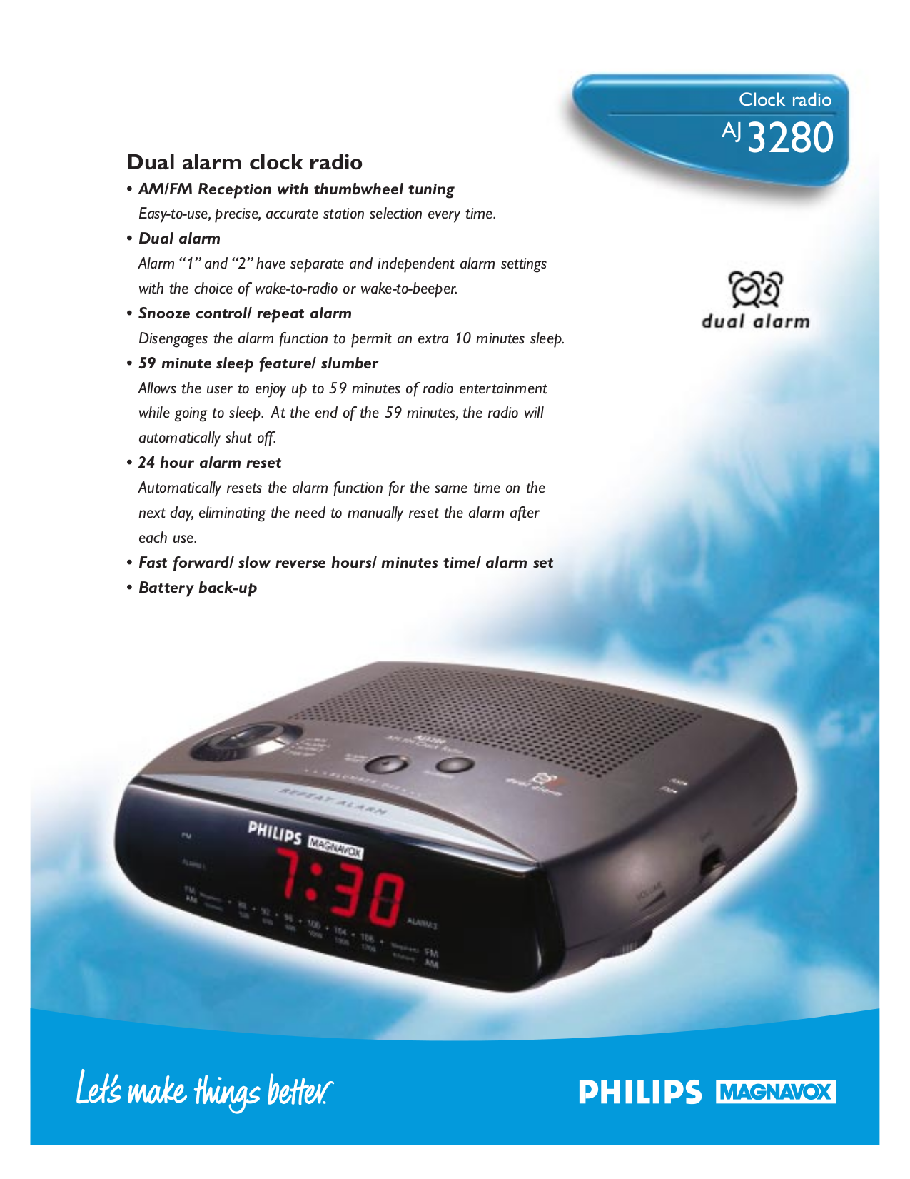 Download free pdf for Philips AJ3280 Clock Radio manual