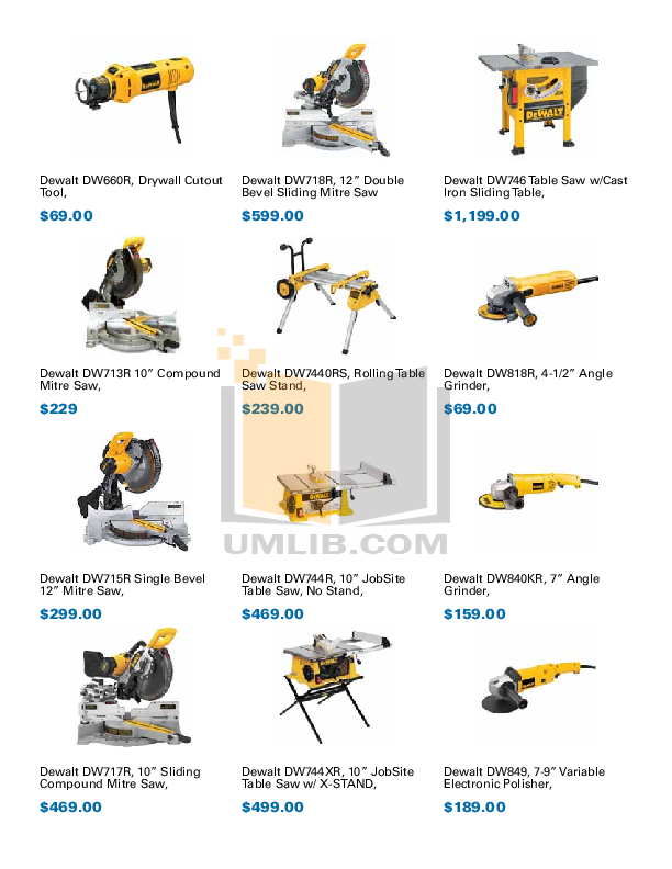PDF manual for Dewalt Other DW746 Table Saw