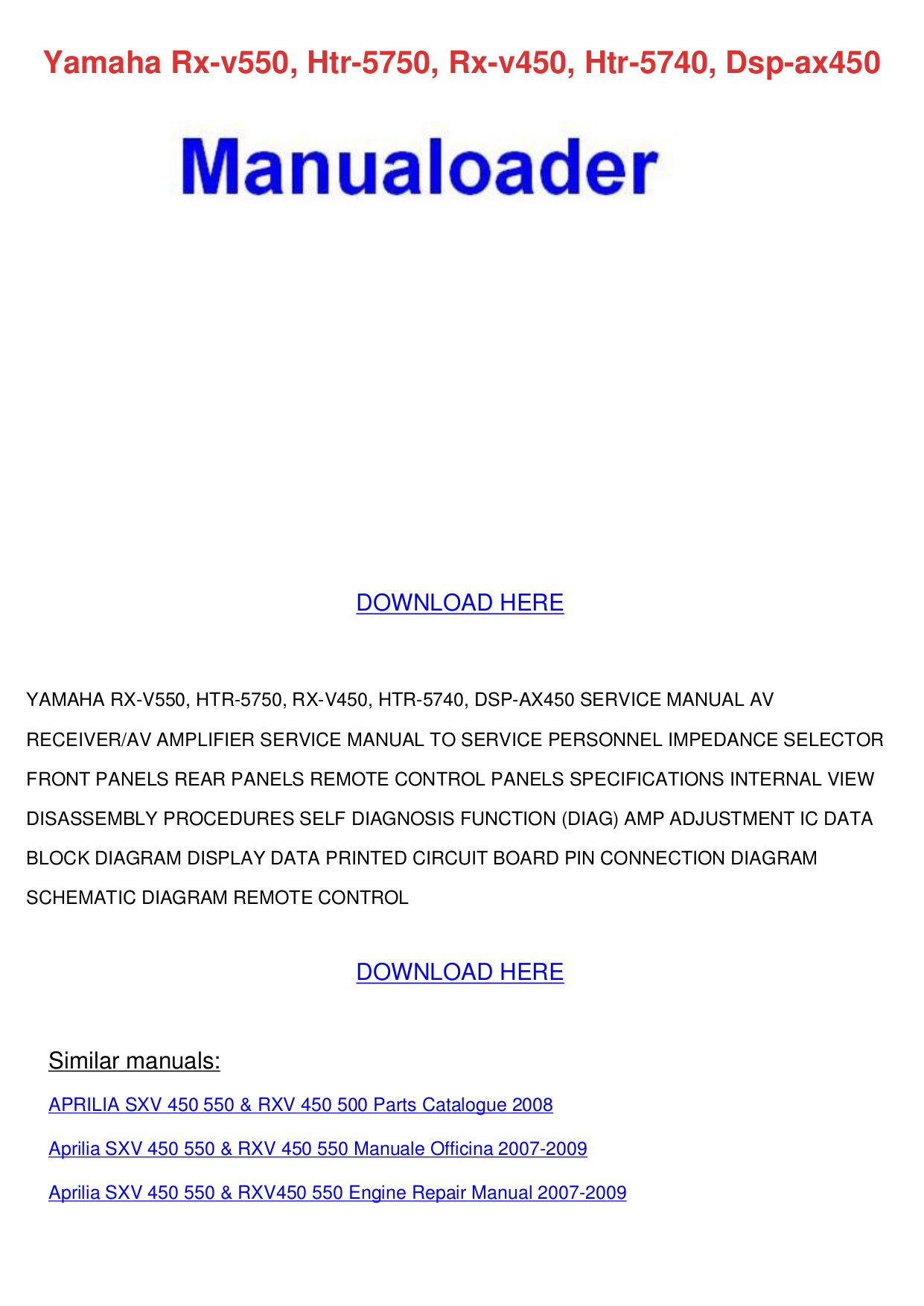 pdf for Yamaha Receiver RX-V495 manual