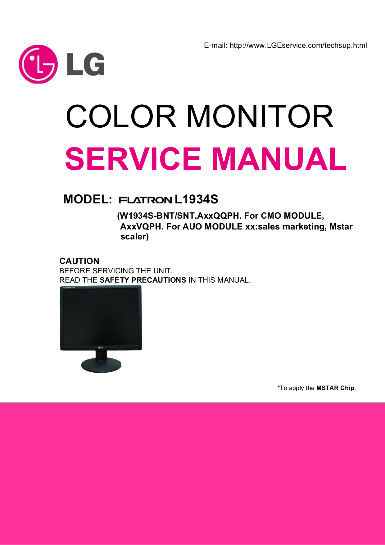 pdf for LG Monitor W1943C manual