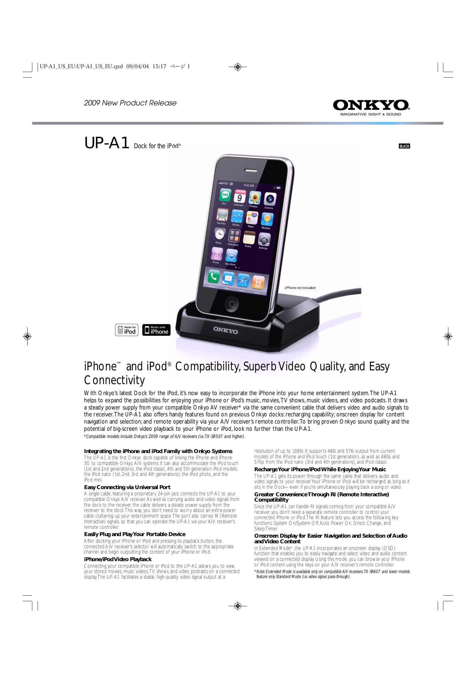 pdf for Onkyo Receiver TX-SR607 manual