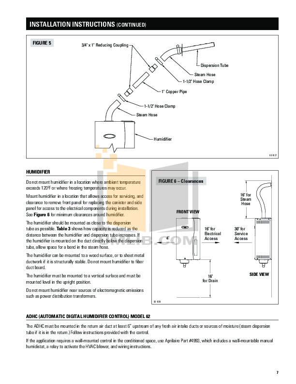 Aprilaire W Installation Manual