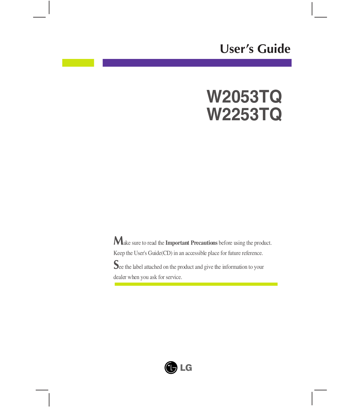 lg flatron w2053tq manual Lg w2053tq user manual pdf download.