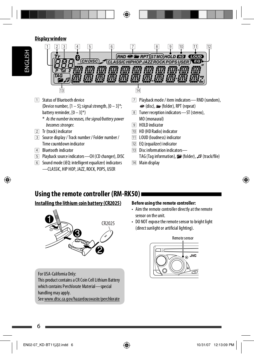 ... JVC Car Receiver KD-BT11 pdf page preview ...