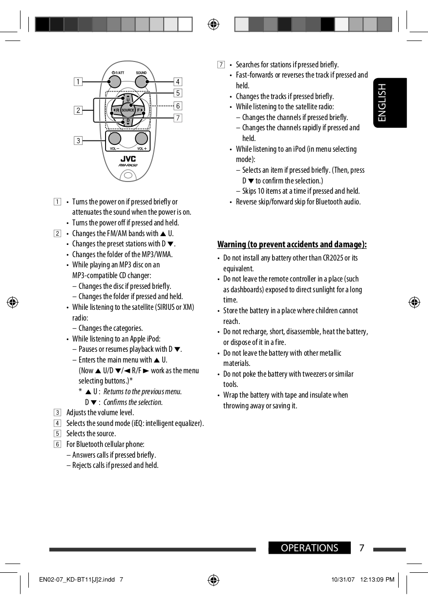 ... JVC Car Receiver KD-BT11 pdf page preview ...