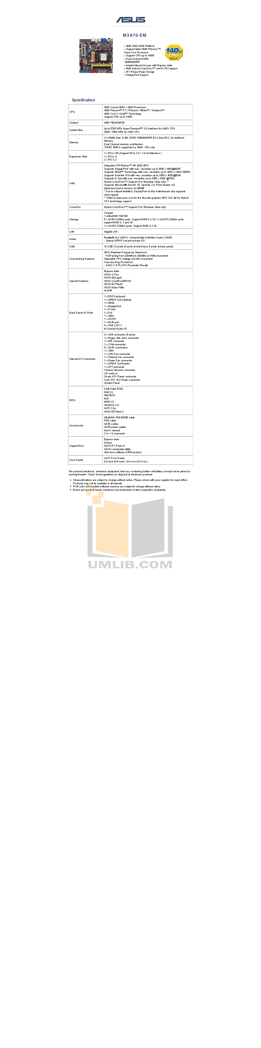 pdf for Asus Other M3A78-EM Motherboards manual