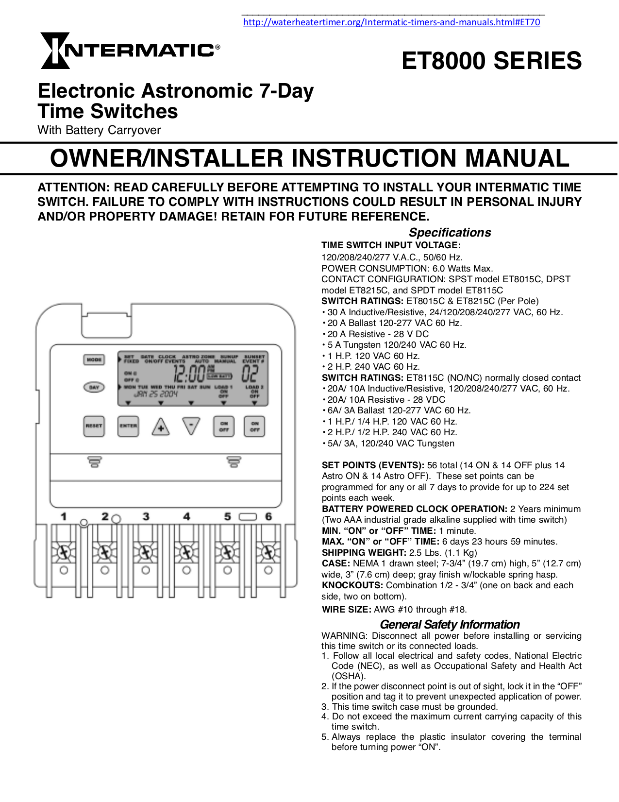 intermatic timer manuals