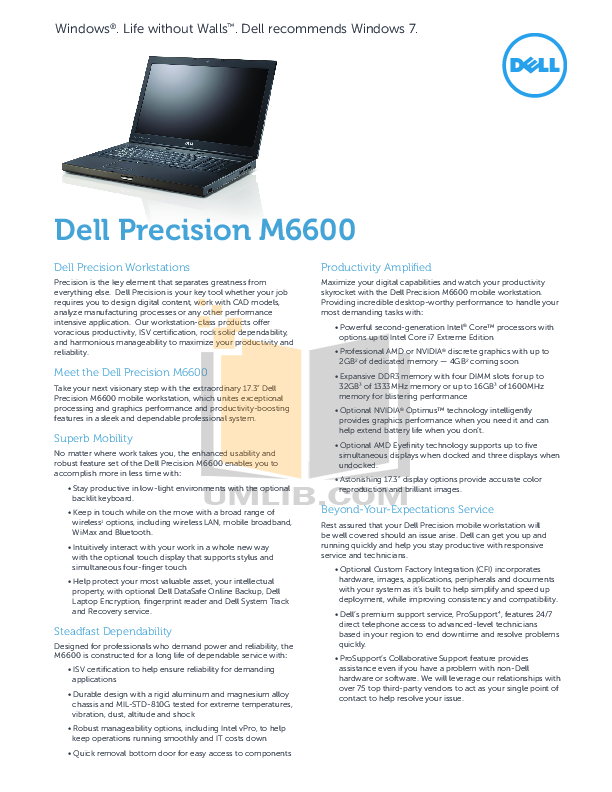 Download Free Pdf For Dell Precision M6600 Laptop Manual