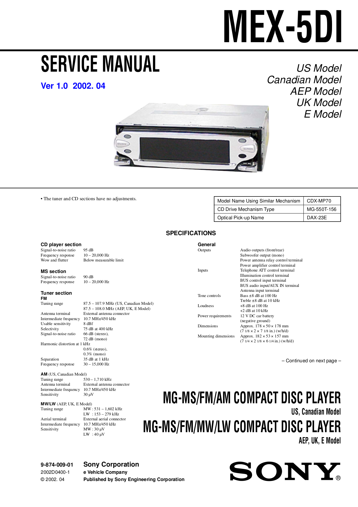 pdf manual for sony car receiver mex 5di rh umlib com