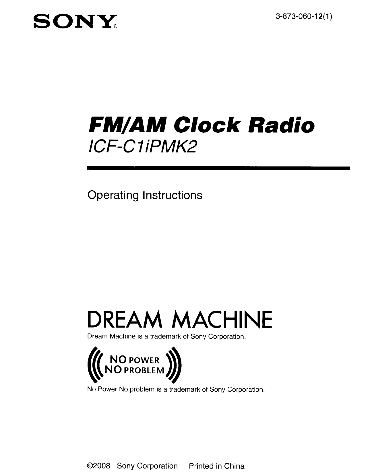 pdf for Sony Clock Radio ICF-CD815 manual