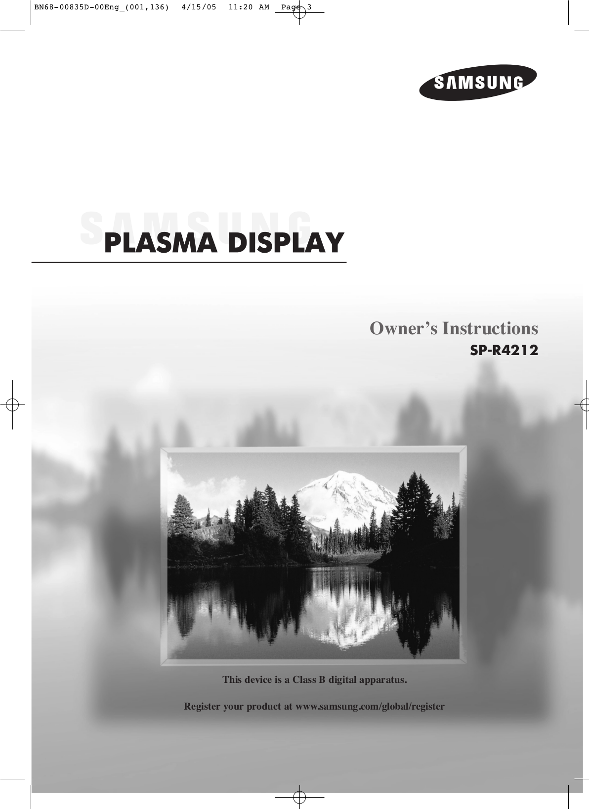 pdf for Samsung TV SP-R4212 manual