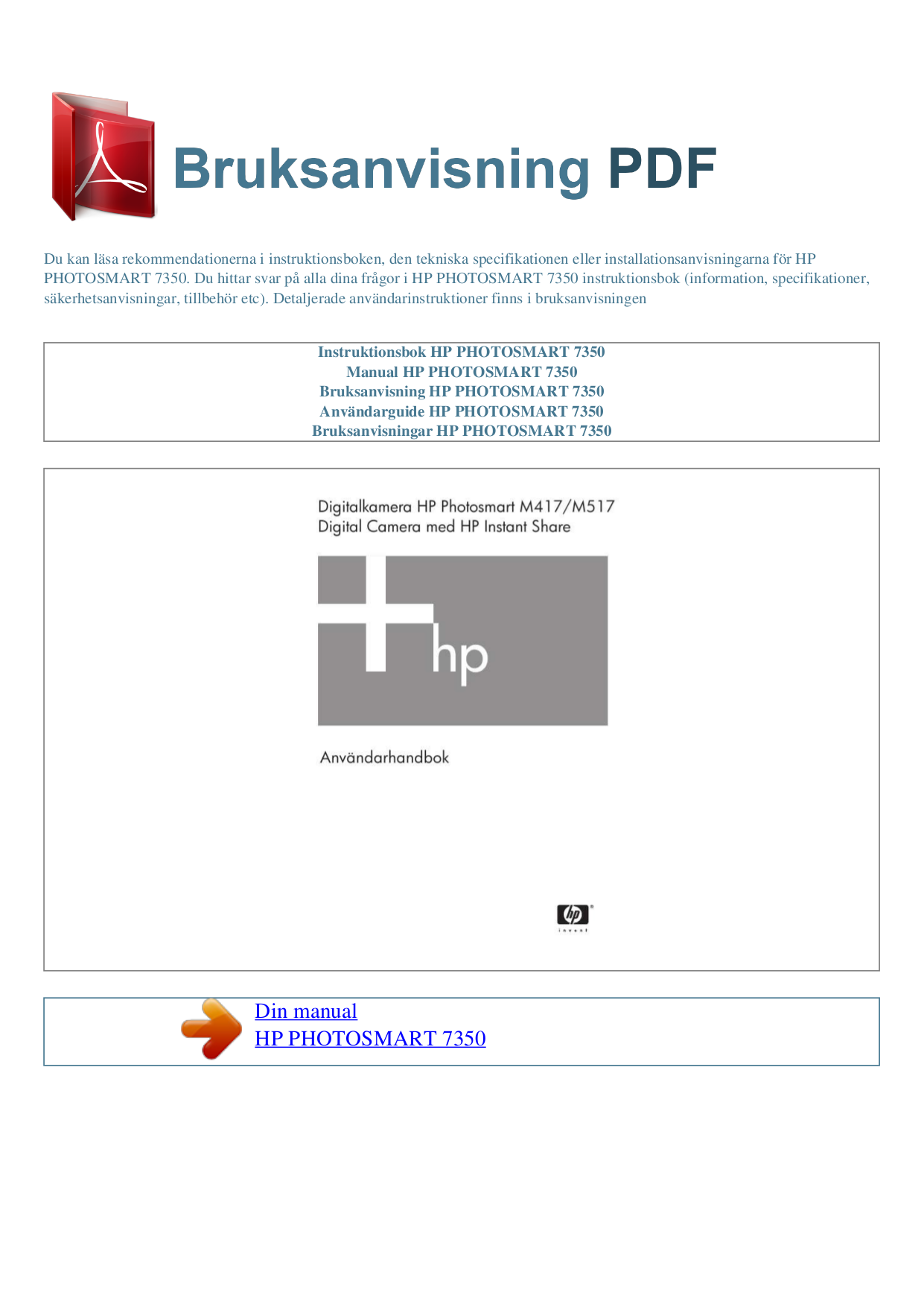 pdf for HP Printer Photosmart 7350 manual